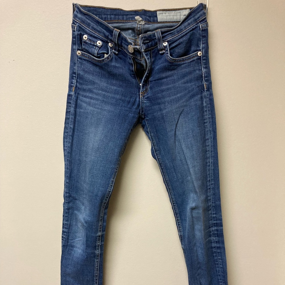Rag and bone jeans (the old kind with no spandex)